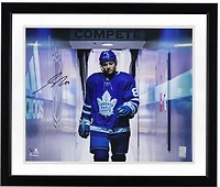Nick Robertson Toronto Maple Leafs Autographed 16" x 20" Blue Jersey Walking Down the Tunnel Photograph