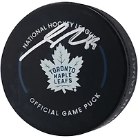Rondelle de match officielle autographiée par Nick Robertson des Maple Leafs de Toronto