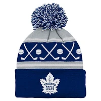 Bonnet en tricot bleu à revers et pompon pour enfant d'âge préscolaire Outerstuff des Maple Leafs de Toronto