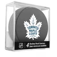 The Sports Vault Ensemble de sous-verres 4 pièces pour rondelles des Maple Leafs de Toronto