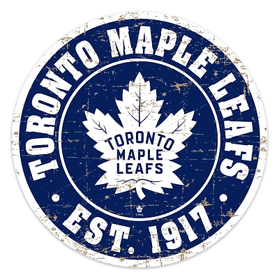 Toronto Maple Leafs - Enseigne murale ronde 12'' vieillie