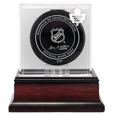 Vitrine de présentation du logo de la rondelle de hockey des Maple Leafs de Toronto (1970-2016) en acajou