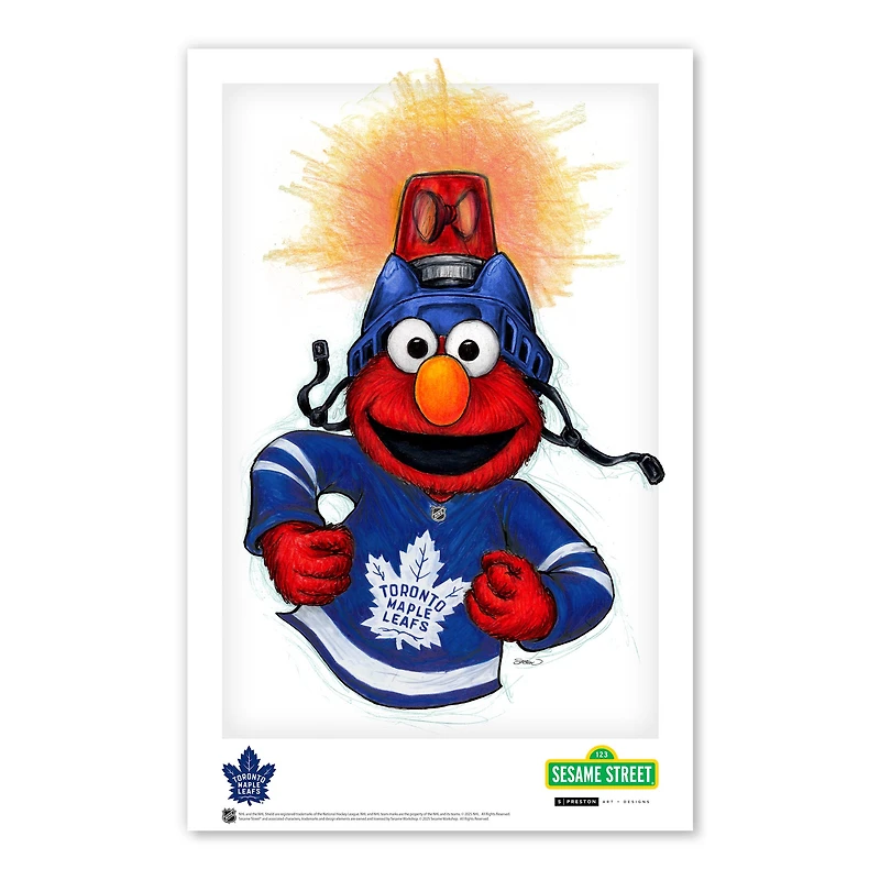 Affiche de Sesame Street 11 x 17 pouces des Maple Leafs de Toronto avec Elmo