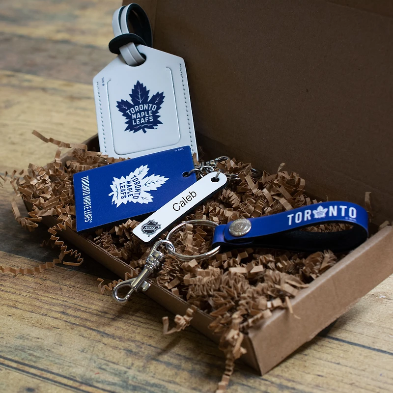 Maple Leafs de Toronto - Coffret cadeau trois pièces en cuir avec étiquette personnalisée