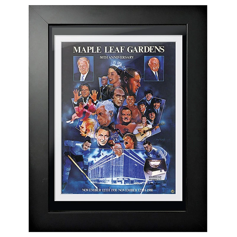 Toronto Maple Leafs Maple Leaf Gardens 50e anniversaire - Couverture de programme encadrée 12'' x 16''