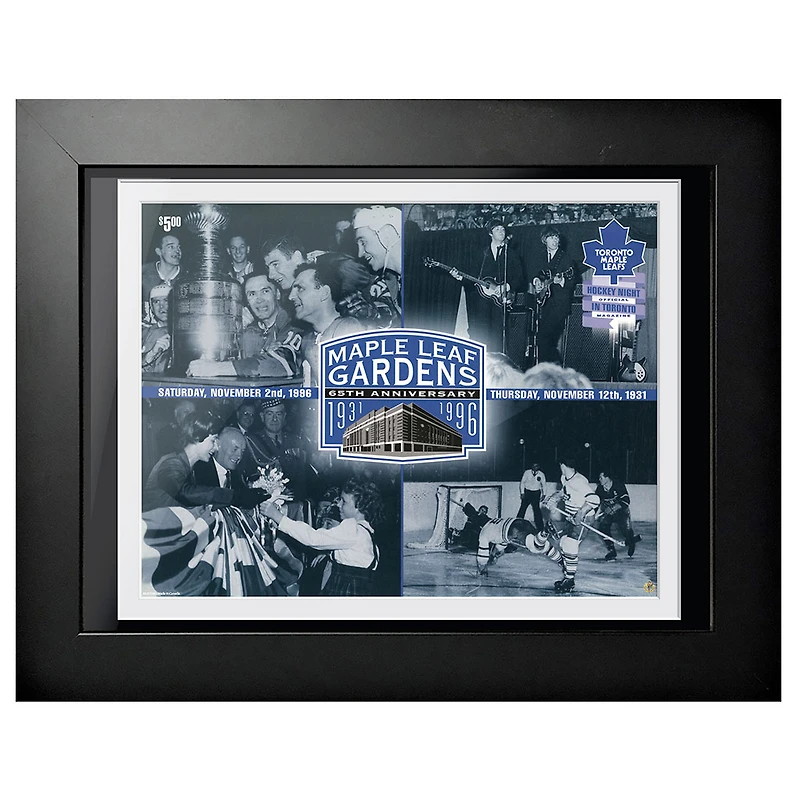 Toronto Maple Leafs Maple Leaf Gardens 65e anniversaire - Couverture de programme encadrée 12 '' x 16 ''