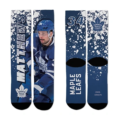 Chaussettes unisexes pour pieds nus Auston Matthews Blue Toronto Maple Leafs Road Warrior Crew