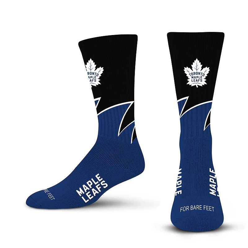 Unisex For Bare Feet Toronto Maple Leafs Black Wave Crew Socks