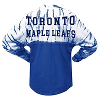T-shirt unisexe Spirit Jersey bleu Toronto Maple Leafs Crystal Half Dye à manches longues