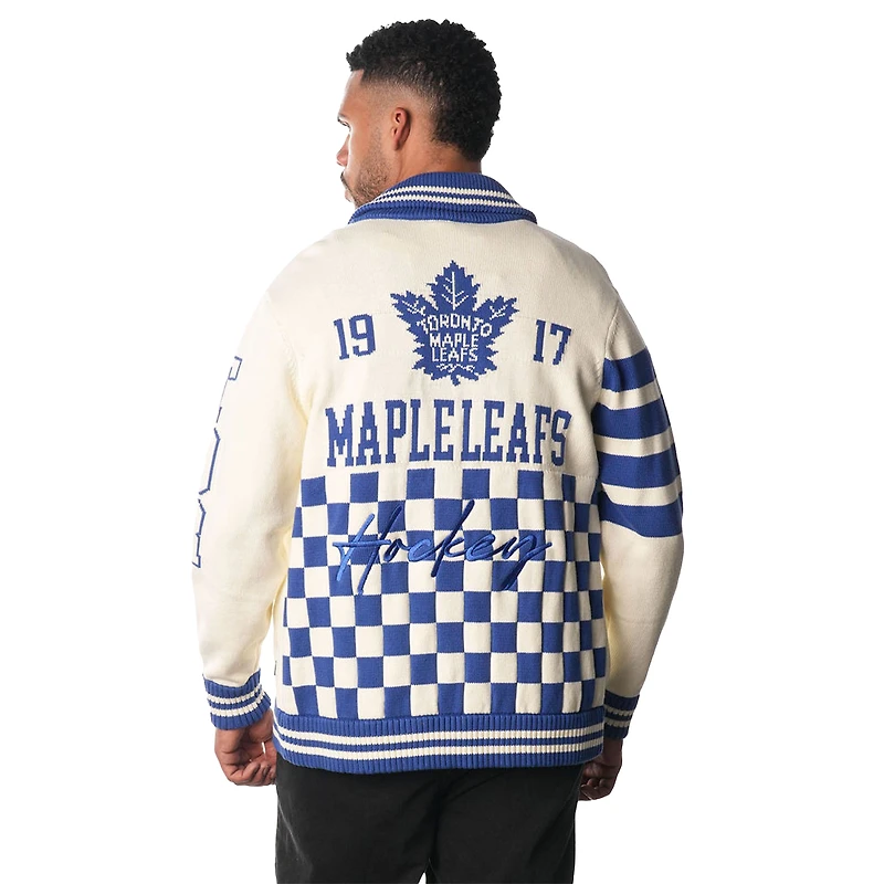 Cardigan unisexe à fermeture éclair intégrale en jacquard crème des Maple Leafs de Toronto The Wild Collective