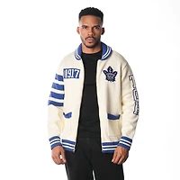 Pull unisexe à glissière complète en jacquard crème des Maple Leafs de Toronto The Wild Collective