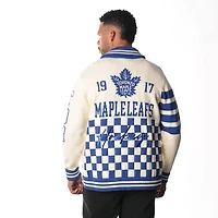 Pull unisexe à glissière complète en jacquard crème des Maple Leafs de Toronto The Wild Collective