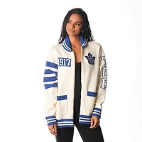 Pull unisexe à glissière complète en jacquard crème des Maple Leafs de Toronto The Wild Collective