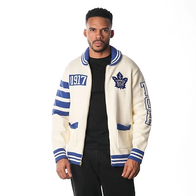 Unisex The Wild Collective  Cream Toronto Maple Leafs Jacquard Full-Zip Sweater