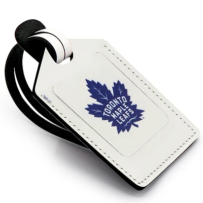 White Toronto Maple Leafs Personalized Leather Luggage Tag