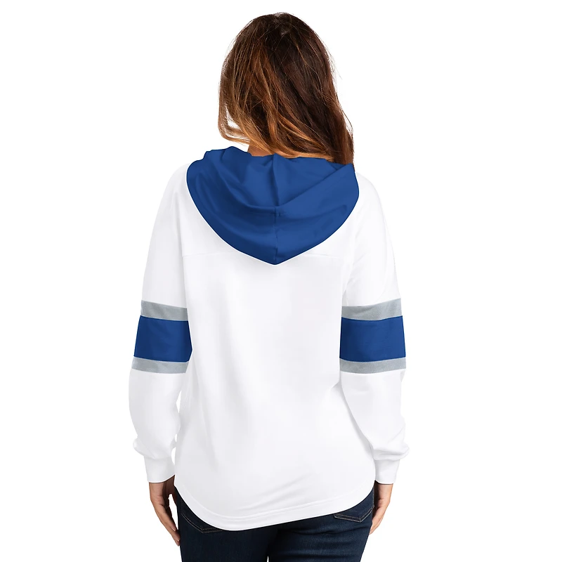 T-shirt à capuche manches longues et lacets G-III 4Her par Carl Banks pour femme, blanc, Toronto Maple Leafs Goal Zone