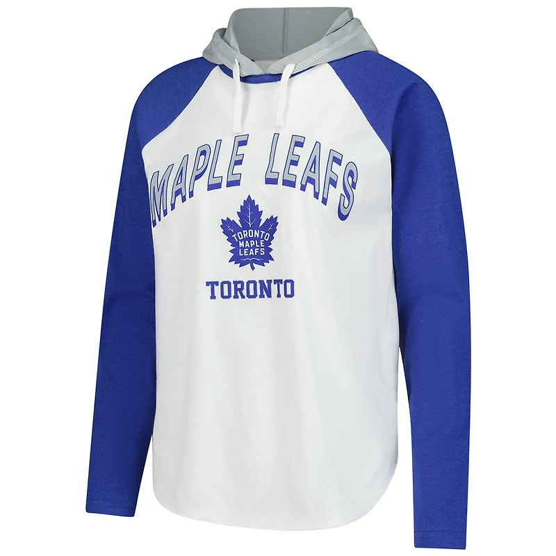 T-shirt à capuche manches longues raglan VIP G-III 4Her par Carl Banks pour femme, blanc, des Maple Leafs de Toronto