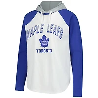 T-shirt à capuche manches longues raglan VIP G-III 4Her par Carl Banks pour femme, blanc, des Maple Leafs de Toronto