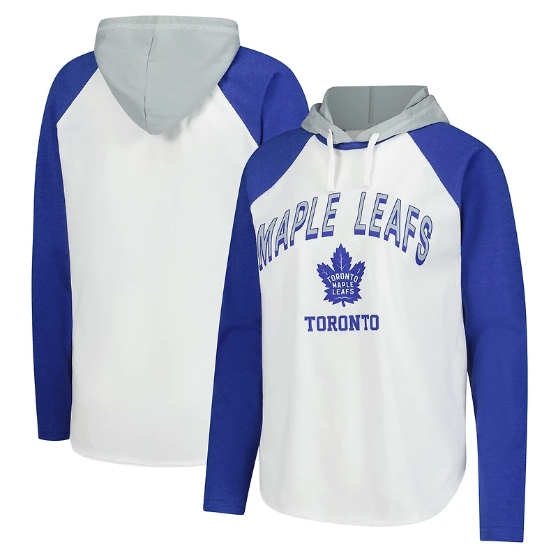 T-shirt à capuche manches longues raglan VIP G-III 4Her par Carl Banks pour femme, blanc, des Maple Leafs de Toronto