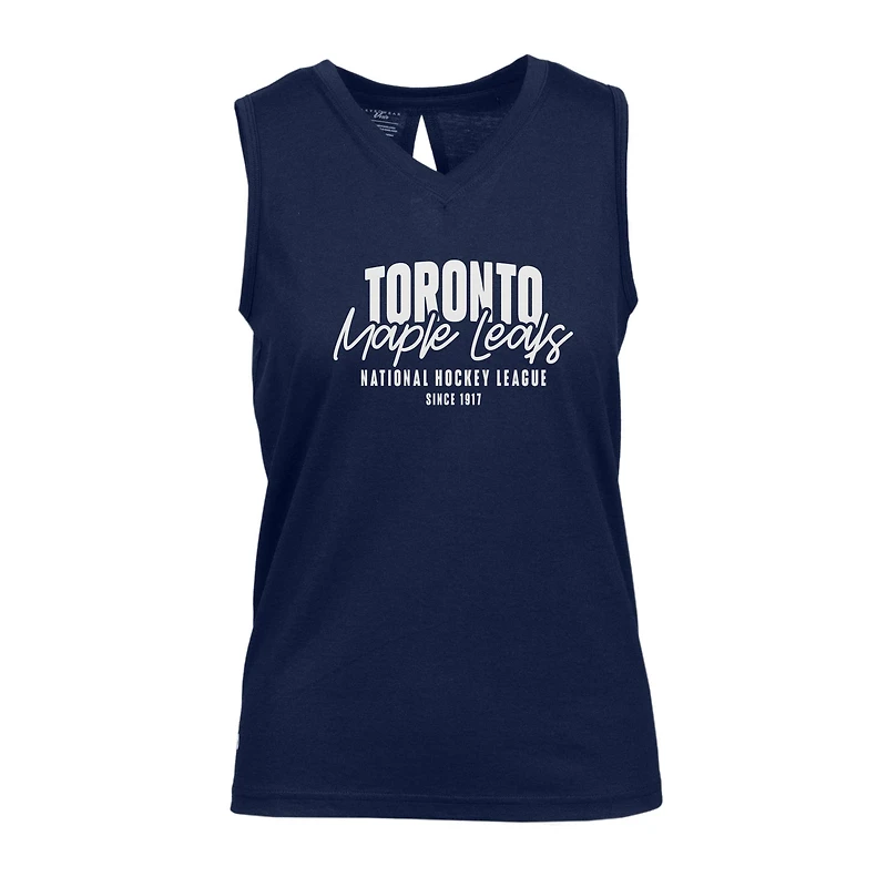 Débardeur à col en V bleu marine des Maple Leafs de Toronto pour femme Levelwear