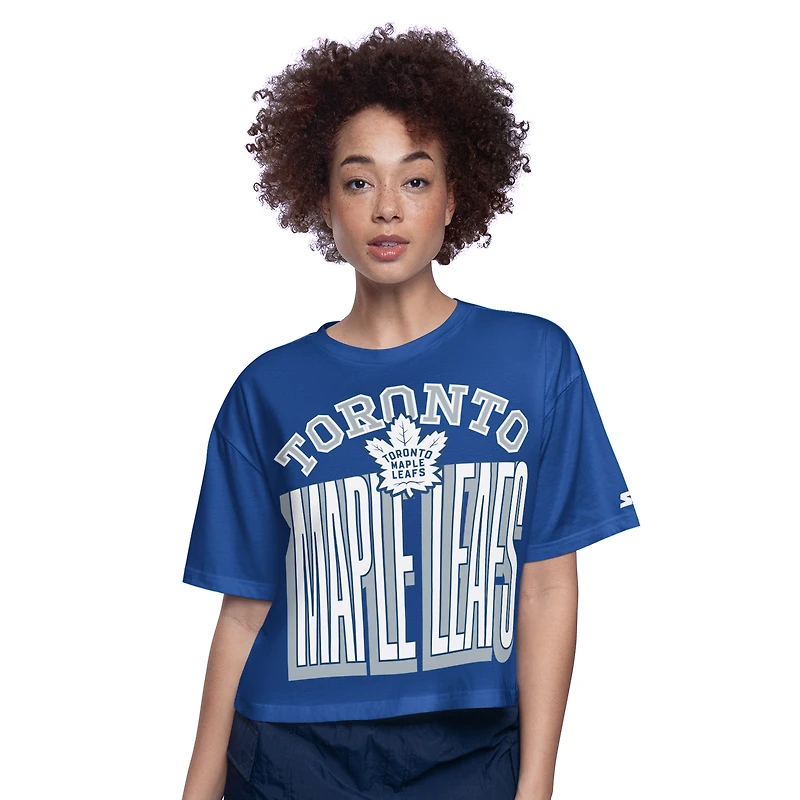 T-shirt court bleu pour femme « Play the Ball » des Maple Leafs de Toronto