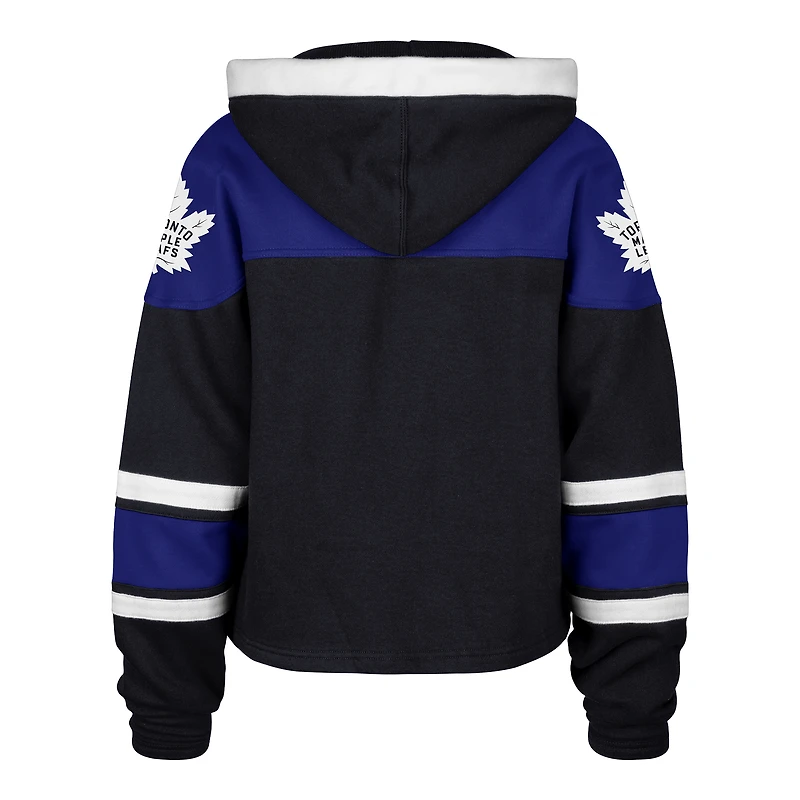 Women's '47 Navy Toronto Maple Leafs Cropped Superior Lacer Pullover Hoodie