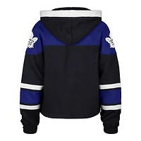 Women's '47 Navy Toronto Maple Leafs Cropped Superior Lacer Pullover Hoodie
