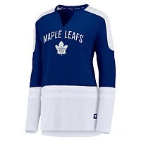 Women's Auston Matthews Blue/White Toronto Maple Leafs Power Player Long Sleeve Notch Neck T-Shirt