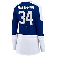 Women's Auston Matthews Blue/White Toronto Maple Leafs Power Player Long Sleeve Notch Neck T-Shirt