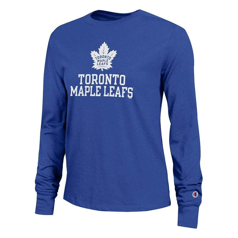 Women's Champion  Royal Toronto Maple Leafs Wordmark Lockup Long Sleeve T-Shirt
