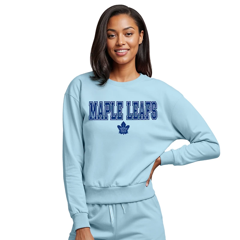 Women's Concepts Sport Light Blue Toronto Maple Leafs Tonal Pullover Tri-Blend Sweatshirt