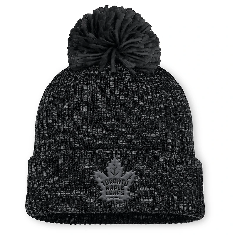 Women's Fanatics Black Toronto Maple Leafs Authentic Pro Road Cuffed Knit Hat with Pom