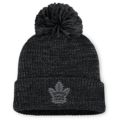 Women's Fanatics Black Toronto Maple Leafs Authentic Pro Road Cuffed Knit Hat with Pom