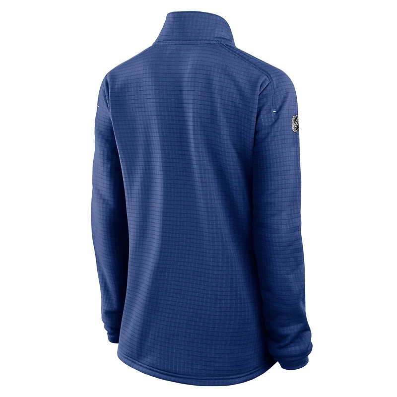 Sweat-shirt léger à glissière quart de tour authentique Pro Rink bleu pour femme Fanatics des Maple Leafs Toronto