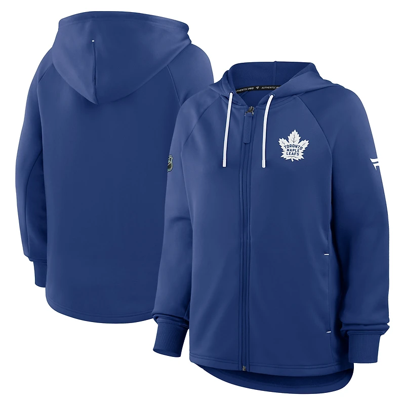 Sweat à capuche zippé entièrement Authentic Pro Rink pour femme Fanatics Blue des Maple Leafs de Toronto