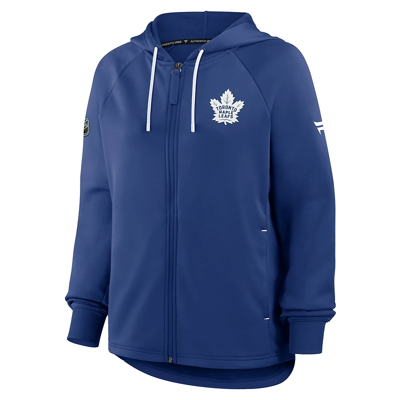 Sweat à capuche zippé entièrement Authentic Pro Rink pour femme Fanatics Blue des Maple Leafs de Toronto