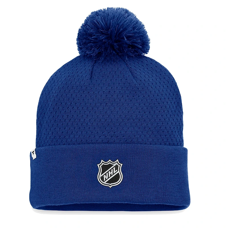 Women's Fanatics Blue Toronto Maple Leafs Authentic Pro Road Cuffed Knit Hat with Pom