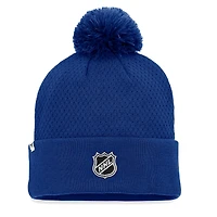 Women's Fanatics Blue Toronto Maple Leafs Authentic Pro Road Cuffed Knit Hat with Pom