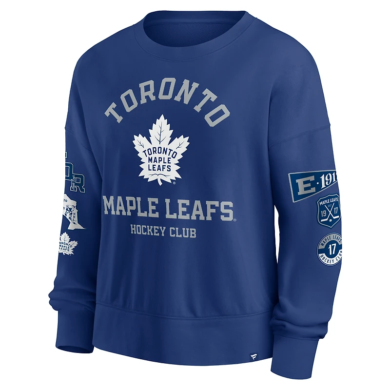 Women's Fanatics Blue Toronto Maple Leafs Oversized Go Team Pullover Sweatshirt