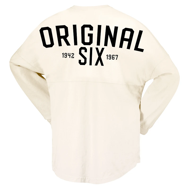 T-shirt à manches longues en jersey Spirit six lacets Original Toronto Maple Leafs de Fanatics pour femmes