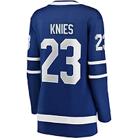 Maillot de joueur échappé Matthew Knies, bleu, domicile, Maple Leafs Toronto, fanatiques féminines
