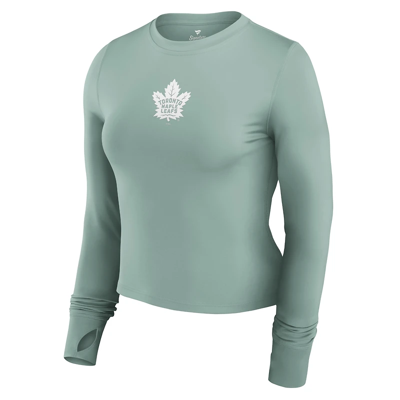 Women's Fanatics Olive Toronto Maple Leafs Studio Fitted Long Sleeve Gym Top