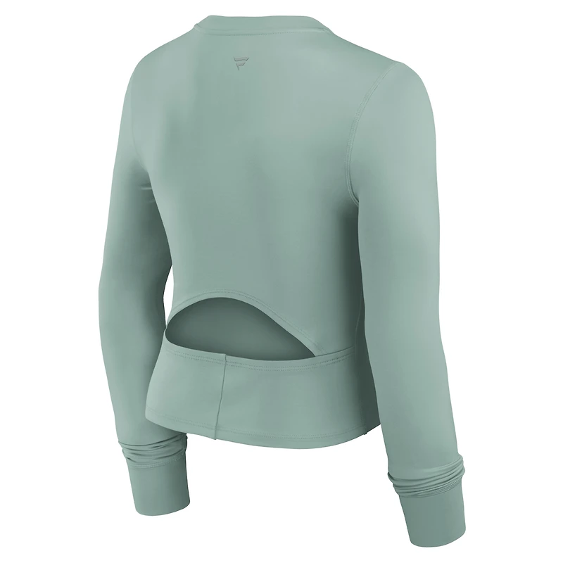 Women's Fanatics Olive Toronto Maple Leafs Studio Fitted Long Sleeve Gym Top