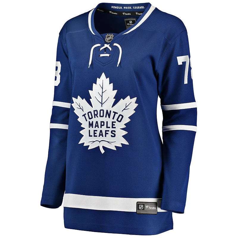 Maillot de joueur échappé des Maple Leafs Toronto Fanatics TJ Brodie pour femmes, bleu