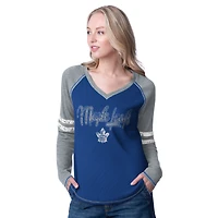 T-shirt à manches longues pour femme G-III 4Her par Carl Banks bleu gagnant des Maple Leafs de Toronto