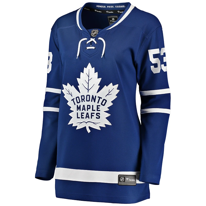 Maillot domicile Breakaway bleu Indiana Easton Cowan pour femmes, Toronto Maple Leafs