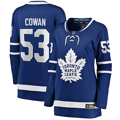 Women's Indiana Easton Cowan Blue Toronto Maple Leafs Home Breakaway Jersey
