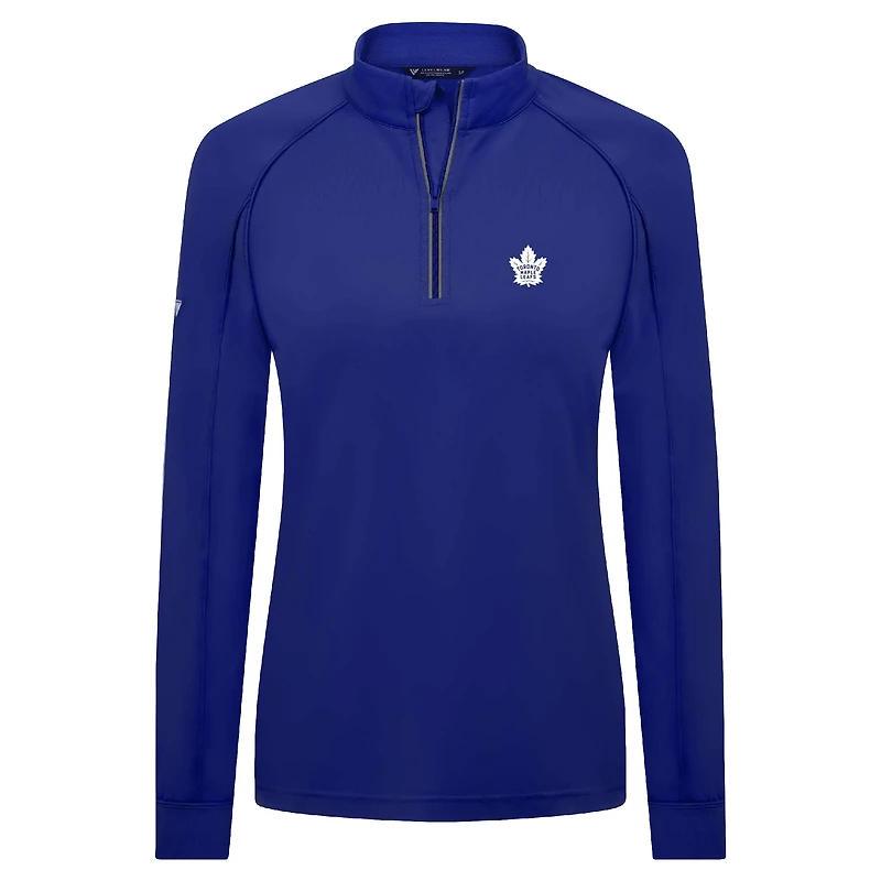 Haut à glissière quart de tour Kinetic Insignia Core Raglan bleu pour femme des Maple Leafs Toronto Levelwear