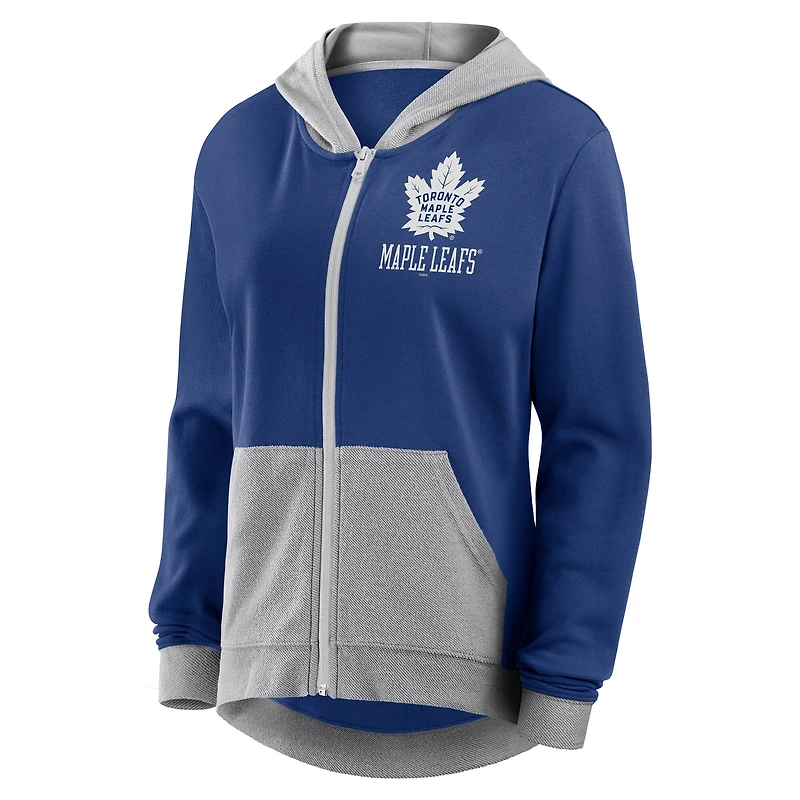 Women's Logo Athletic Blue Toronto Maple Leafs Hit It French Terry Full-Zip Hoodie