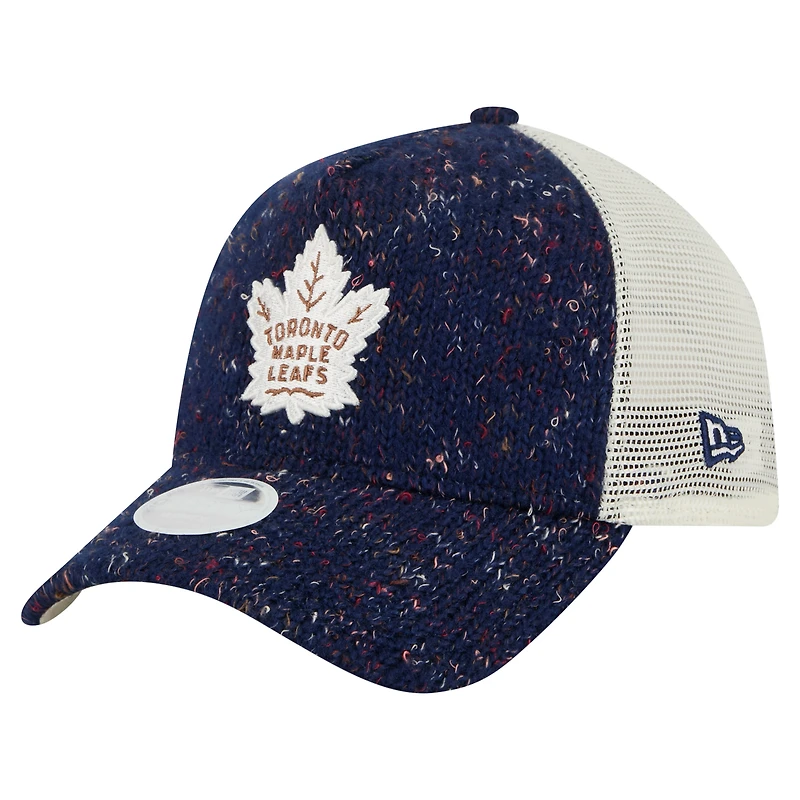 Women's New Era Navy Toronto Maple Leafs 9FORTY A-Frame Knit Trucker Adjustable Hat